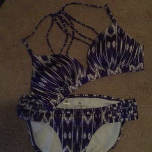 Athleta Aqualuxe Print Bikini Amalfi Blue Ikat